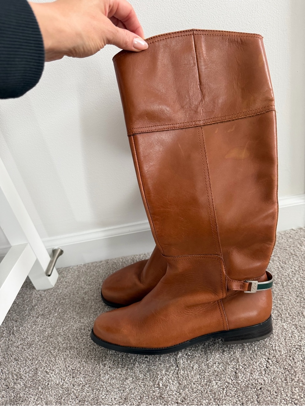 LAUREN Ralph Lauren Chestnut Leather Knee-High Riding Boots - 8M
